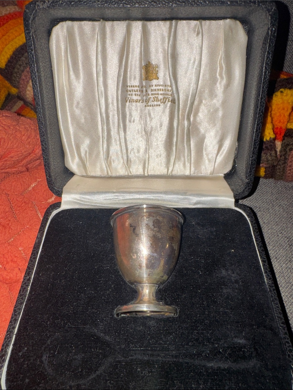 Vintage Viners of Sheffield Silver Plate Egg Cup in Original Royal Warrant Box